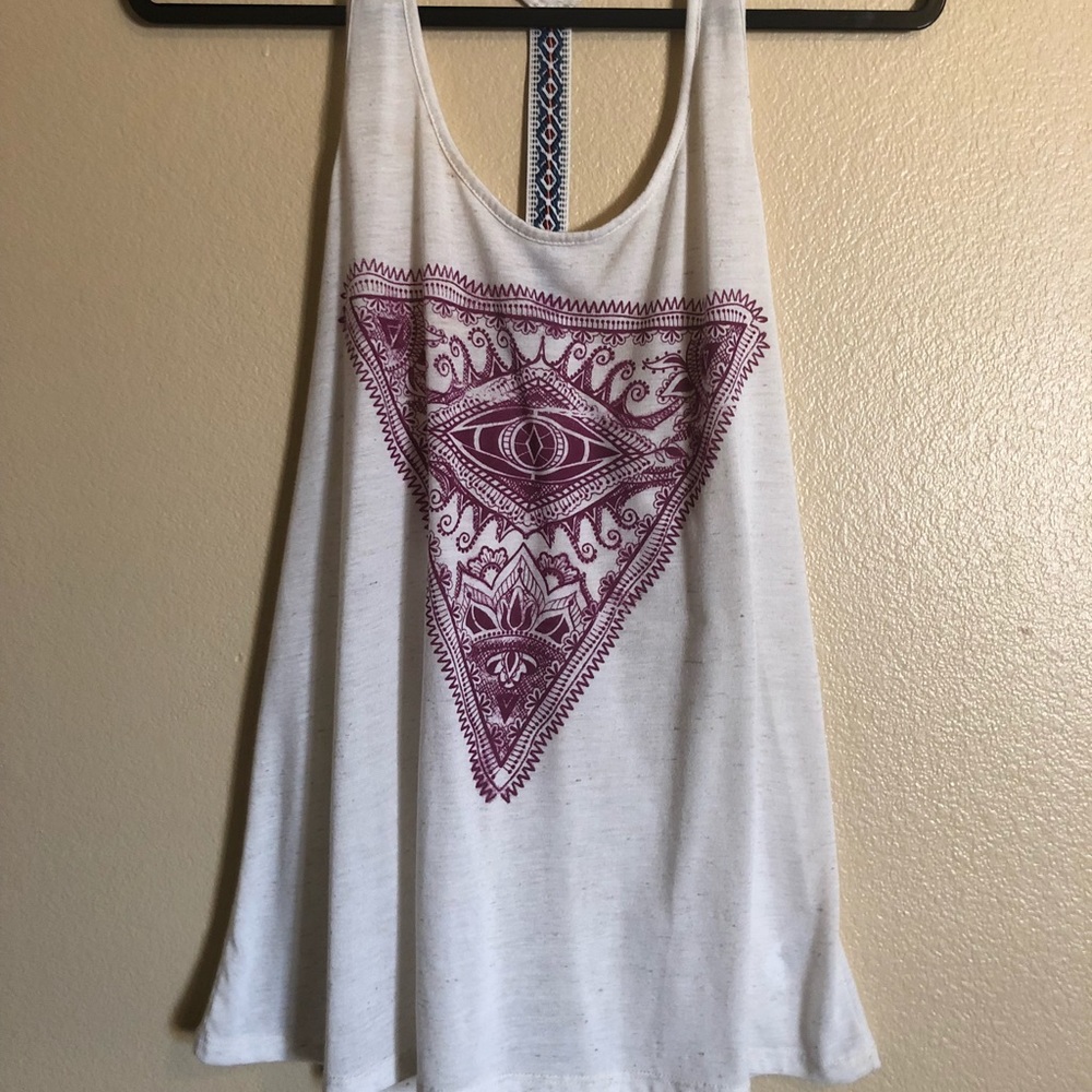 Gorgeous white and pink boho tank